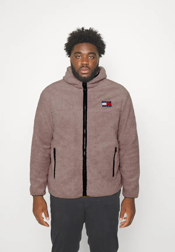 GOHJUTTA CLOTHING ARTICLE#9219  Tommy Jeans Plus ZIP THRU HOODIE Fleece jacket brandons stone/berry